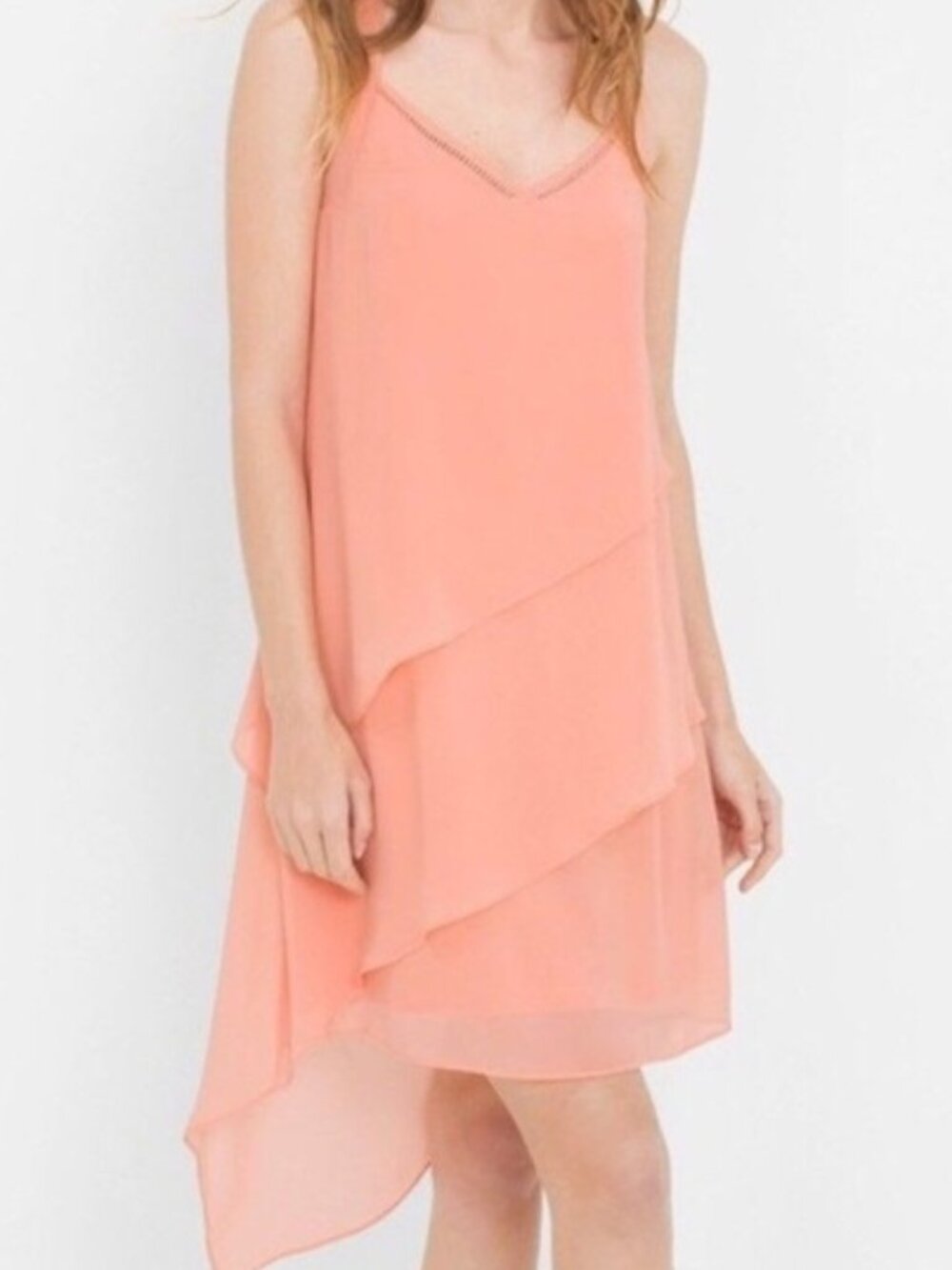 WHBM Tiered Dress Size 00 Bloom Pink